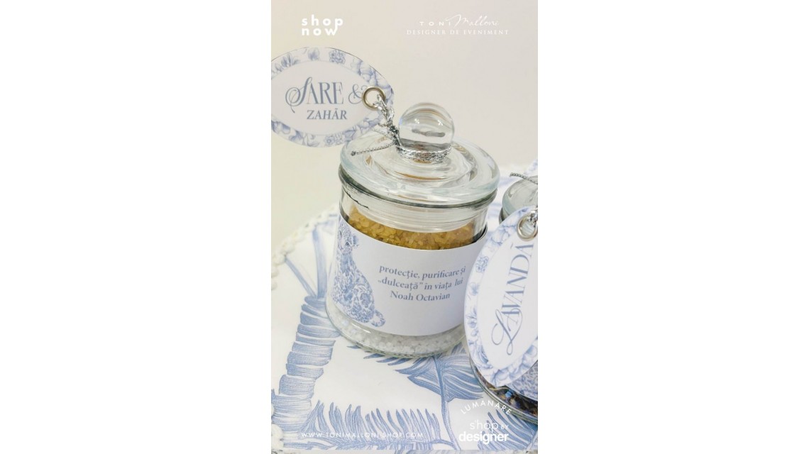 Set prima băiță Safari Blue personalizat băiat ritual după botez cu nașii 13